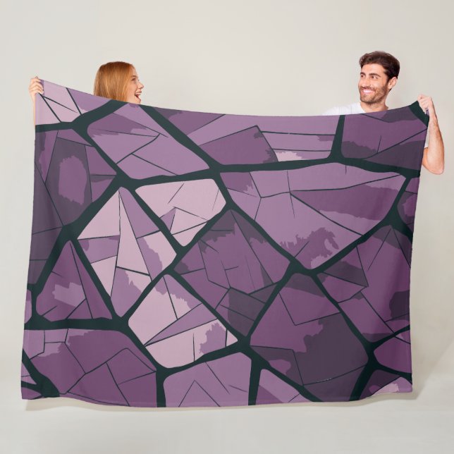 Elegant Purple Geometric Stained Glass Design  Fleece Blanket (In Situ)