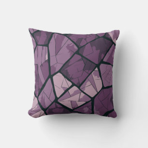 Elegant Purple Geometric Stained Glass Design Throw Pillow