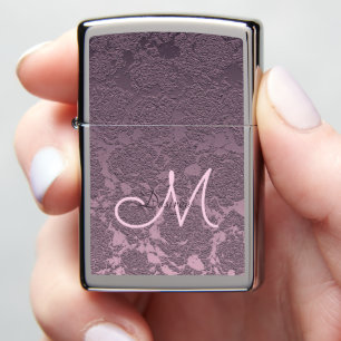 Elegant Purple Girly Monogram Initial Zippo Lighter