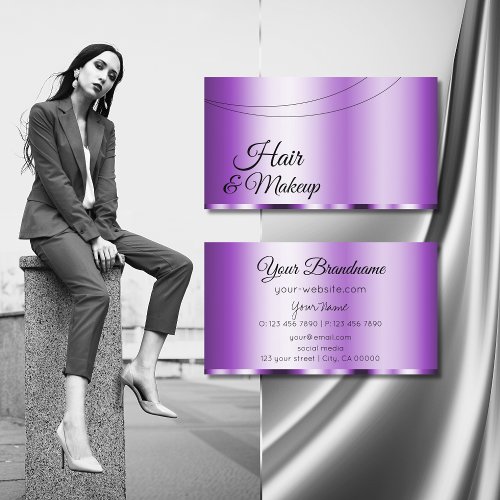 Elegant Purple Glamorous Modern and Simple Stylish Business Card