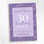 Elegant Purple Glitter 30th Birthday Party Invitation<br><div class="desc">Elegant Purple Glitter 30th Birthday Party Invitation. Join us for an elegant celebration of a milestone birthday that sparkles with joy and laughter! Our invitation sets the tone for an unforgettable evening, adorned with a rich purple palette and shimmering glitter accents. This sophisticated design captures the essence of glamour, ensuring...</div>