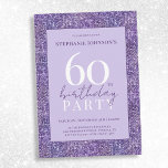 Elegant Purple Glitter 60th Birthday Party Invitation<br><div class="desc">Elegant Purple Glitter 60th Birthday Party Invitation. Elegant Purple Glitter 40th Birthday Party Invitation. Join us for an elegant celebration of a milestone birthday that sparkles with joy and laughter! Our invitation sets the tone for an unforgettable evening, adorned with a rich purple palette and shimmering glitter accents. This sophisticated...</div>