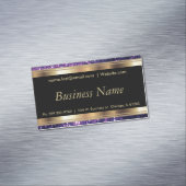 Elegant Purple Glitter and Black and Gold Magnetic Business Card (In Situ)