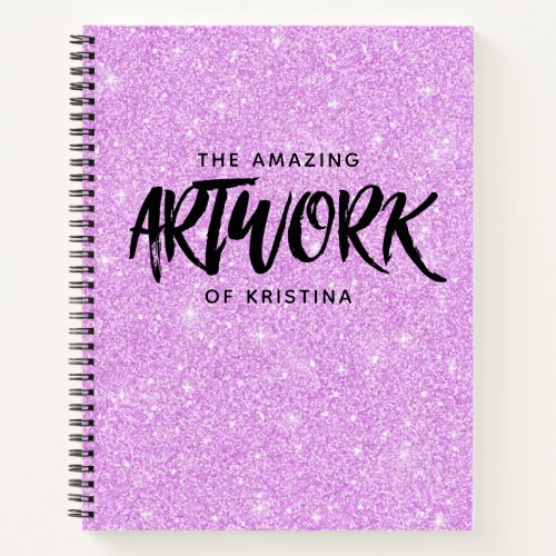 Elegant Purple Glitter Artist Sketchbook Notebook