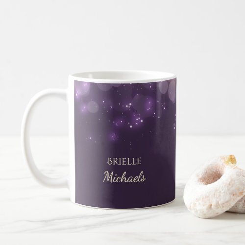 Elegant Purple Glitter Bokeh Sparkles With Name Coffee Mug