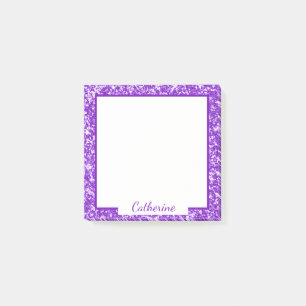 Elegant Purple Glitter Border Frame Chic Trendy Post-it Notes