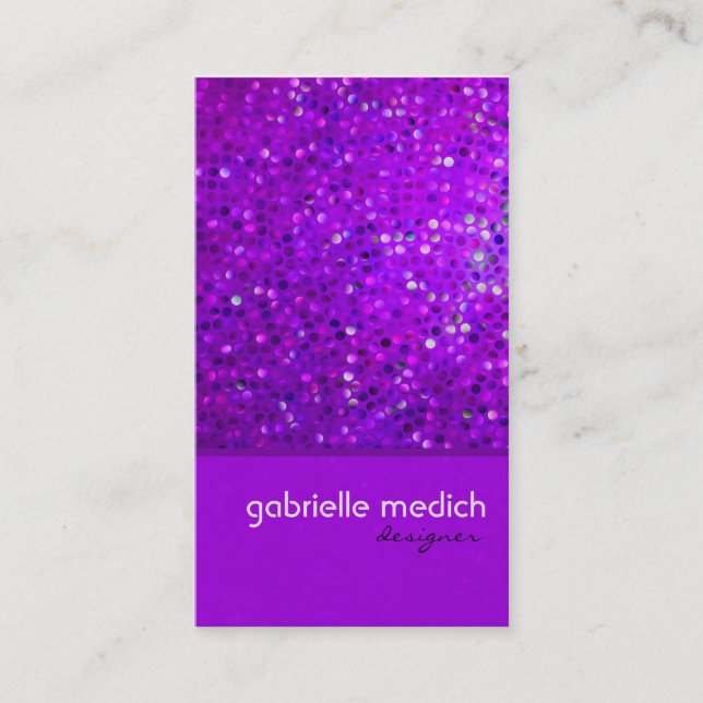 Elegant Purple Glitter Business Card (Front)