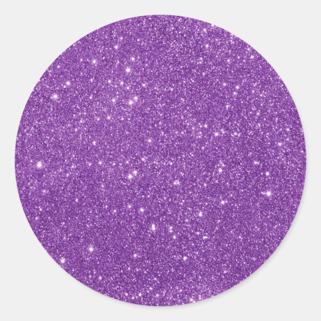 Elegant Purple Glitter Classic Round Sticker (Front)