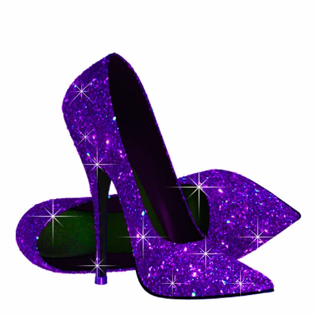 Elegant Purple Glitter High Heel Shoes Cutout (Front)