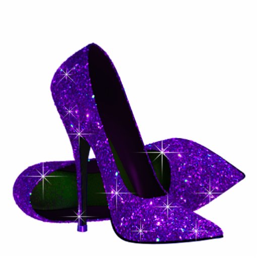 Elegant Purple Glitter High Heel Shoes Photo Sculpture | Zazzle