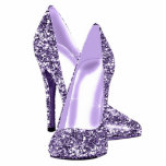 Elegant Purple Glitter High Heel Shoes Statuette<br><div class="desc">Elegant purple glitter high heel shoe photo sculpture. You can choose your style size, quantity and product type by choosing the customize it button to begin. Please note - all of the designs you will find on Zazzle are printed graphics with no actual glitter, jewels, bows, raised, embossed, or added...</div>