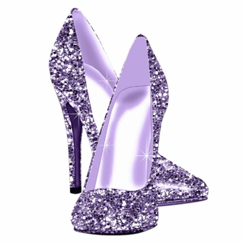 Elegant Purple Glitter High Heel Shoes Statuette