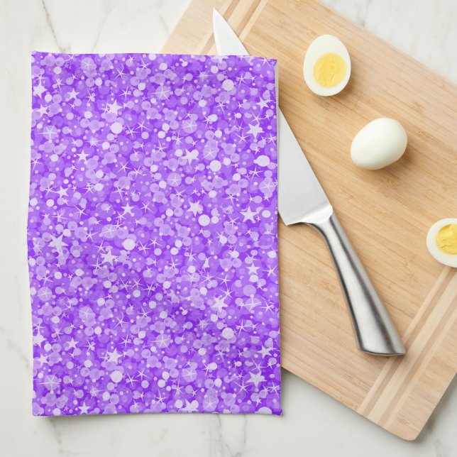 Elegant Purple Glitter Kitchen Towel (Quarter Fold)