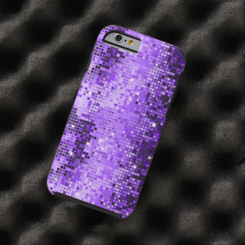 Elegant Purple Glitter Metallic Sequence Tough iPhone 6 Case