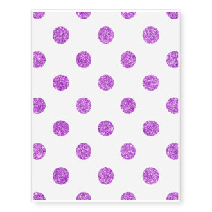Elegant Purple Glitter Polka Dots Pattern Temporary Tattoos