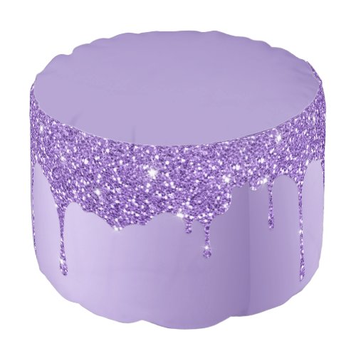 Elegant Purple Glitter  round Pouf