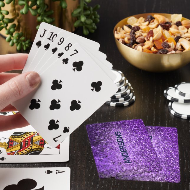 Elegant Purple Glitter & Sparkles Poker Cards (In Situ)