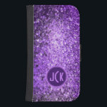 Elegant Purple Glitter & Sparkles Galaxy S4 Wallet Case<br><div class="desc">Monogrammed elegant purple glitter and sparkles.</div>