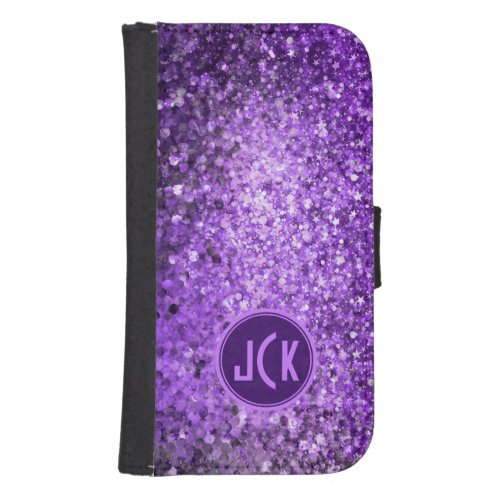 Elegant Purple Glitter  Sparkles Galaxy S4 Wallet Case