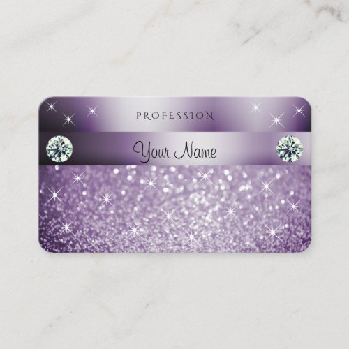Elegant Purple Glitter Sparkling Stars Diamonds Business Card