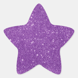 Mini White & Purple Chunky Glitter Stars Stickers 16 pcs 