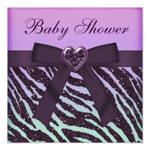 Purple Zebra Print Baby Shower Invitations 9