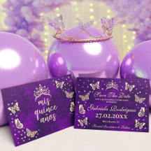 Elegant Purple Gold 15th Birthday Quinceañera