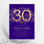 Elegant Purple Gold 30th Birthday Invitation<br><div class="desc">Elegant purple gold 30th birthday party invitation. Customizable modern feminine design featuring roses botanical accents and faux glitter gold. Simple floral invite card perfect for a stylish female bday celebration. Personalize with your own details. Printed Zazzle invitations or instant download digital printable template.</div>