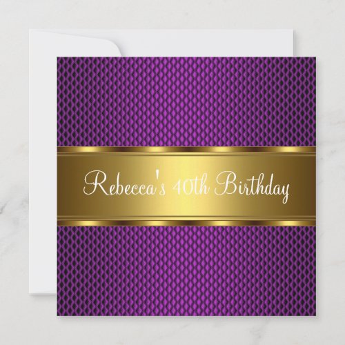 Elegant Purple Gold 40th Birthday Party Custom Invitations