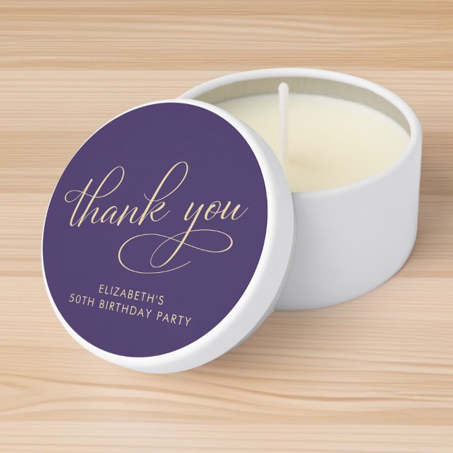 Elegant Purple Gold 50th Birthday Party Mini Candle Favors (Creator Uploaded)