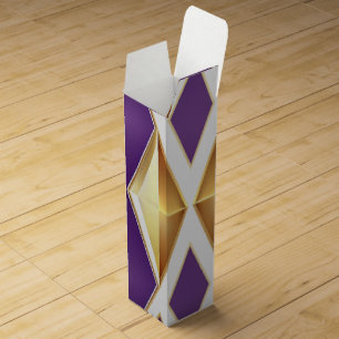 Elegant Purple Gold and White Mixed Pattern Wine Box