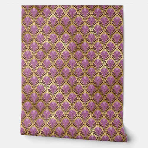 Elegant Purple Gold Art Deco Vintage Pattern Wallpaper