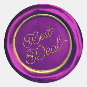 Elegant Purple & Gold Best Deal Wax Seal Stickers
