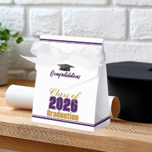 Elegant Purple Gold Class of 2026 Graduation Favor Boxes