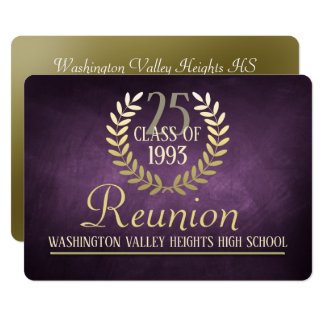 Elegant Purple|Gold Class Reunion Invitation