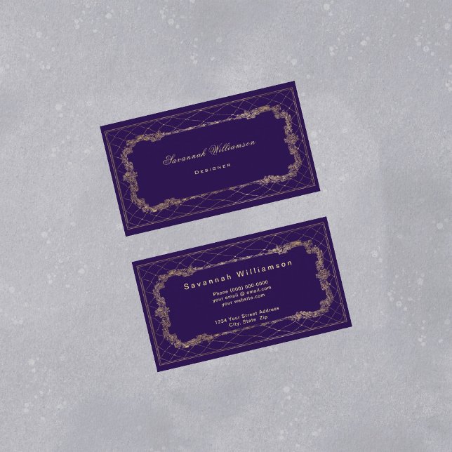 Elegant Purple Gold Customizable  Business Card (Creator Uploaded)