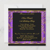 Elegant Purple Gold Damask Pearl Party Invitation (Back)