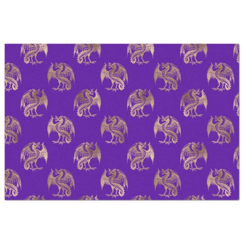 Elegant Purple Gold Dragon Tissue Paper