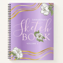 Personalized Elegant Purple Pink Sketchbook Notebook