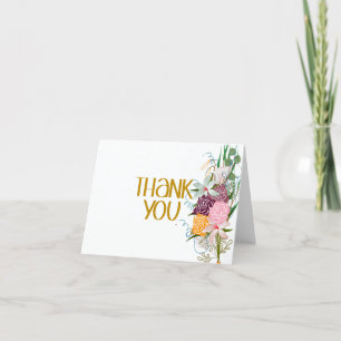 Elegant Purple & Gold Floral Thank You Card