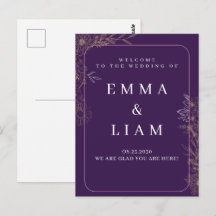 Elegant Purple Gold Floral Wedding Welcome