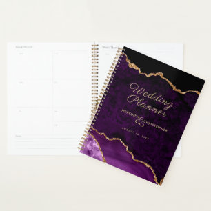 Elegant Purple Gold Glitter Agate Wedding Planner