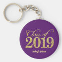 Elegant Purple & Gold Glitter Class of 2019 Keychain