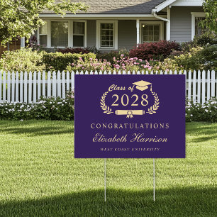 Elegant Purple Gold Graduation Congratulations Sign