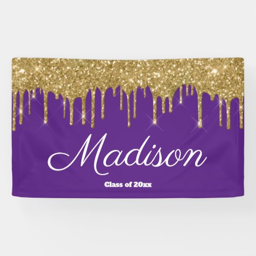 Elegant Purple Gold Graduation Party Class of 2024 Banner
