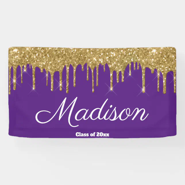 Elegant Purple Gold Graduation Party Class of 2025 Banner | Zazzle