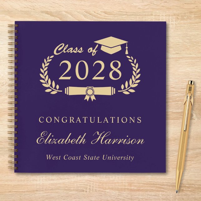 Elegant Purple Gold Graduation Party Guest Book (Creator Uploaded)