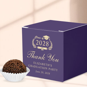 Elegant Purple Gold Graduation Party Thank You Favor Boxes