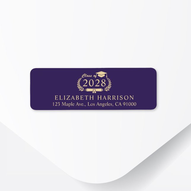 Elegant Purple Gold Graduation Return Address Label (Creator Uploaded)