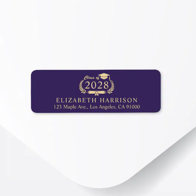 Elegant Purple Gold Graduation Return Address Label | Zazzle